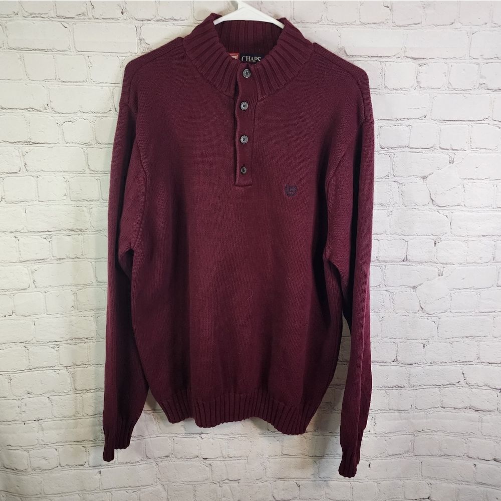 Men's Chaps button-up turtle neck sweater, size Large